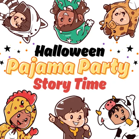 Illustrations of children in animal pajamas