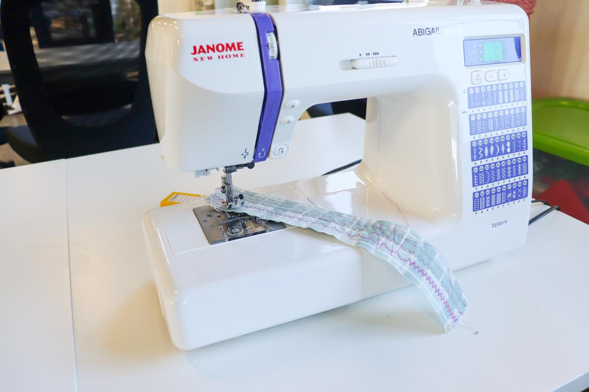 A sewing machine with an LCD panel